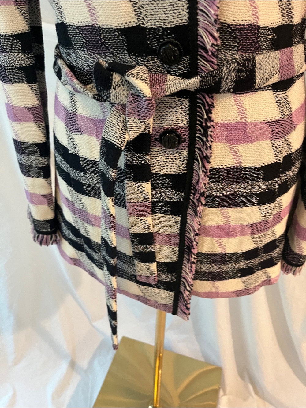 St. John Pink, Black & Cream Chunky Knit Pullover - Picture 5 of 7
